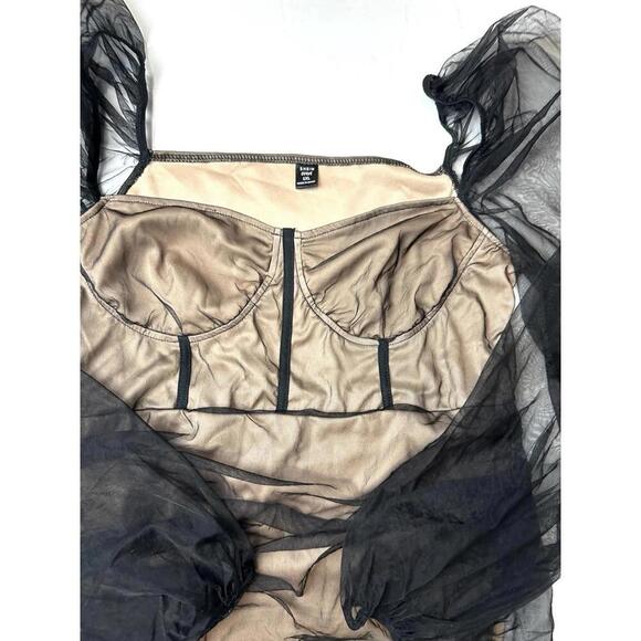 Shein Curve Black Mesh Panel Bodysuit Women's 1XL - Picture 10 of 10